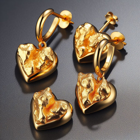 Heart Nugget Earrings & Men's Gold Nugget Earrings: Rock Unconventional Style with Flair