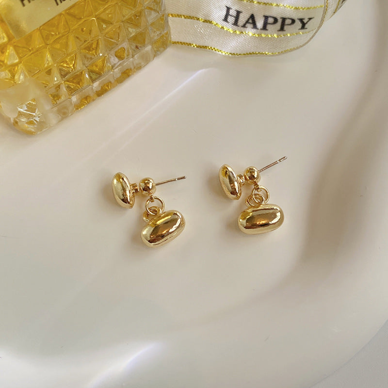 S925 silver needle simple temperament small geometric stud earrings metal texture earrings can be a two-wear earrings H6225 Nugget Jewelry