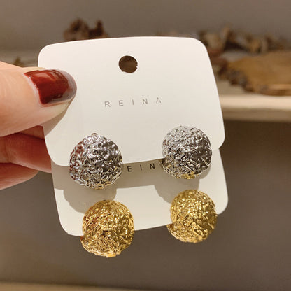 14k Gold-plated Textured Dome Stud Earrings nugget earrings