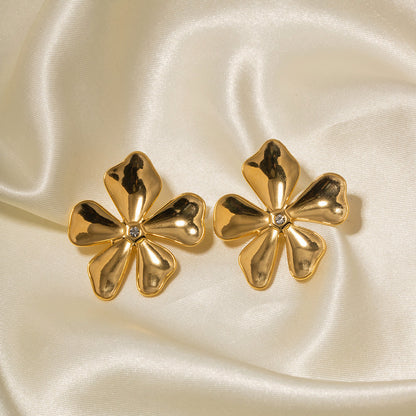 Flora Stud Diamond Gold Nugget Earrings 18K Gold Plated nugget earrings