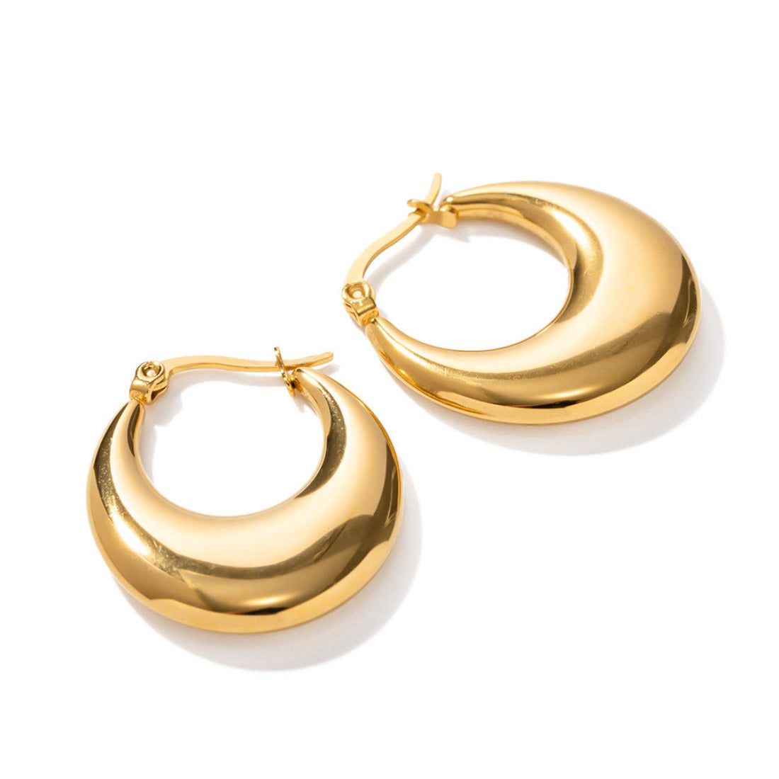 Gold Oval Hoop Earrings