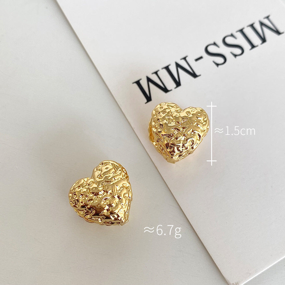 Hammered Heart Nugget Earrings Gold-plated Silver nugget earrings