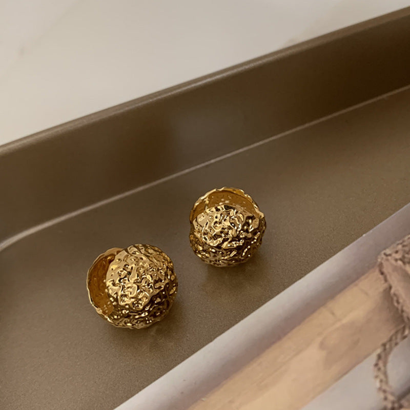 14k Gold-plated Textured Dome Stud Earrings nugget earrings