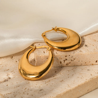 Gold Oval Hoop Earrings